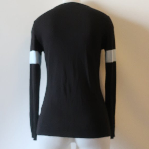 WOMENS POLKADOT USA BLACK BLUE CREW NECK THIN KNIT SWEATER S/M * - Picture 6 of 10